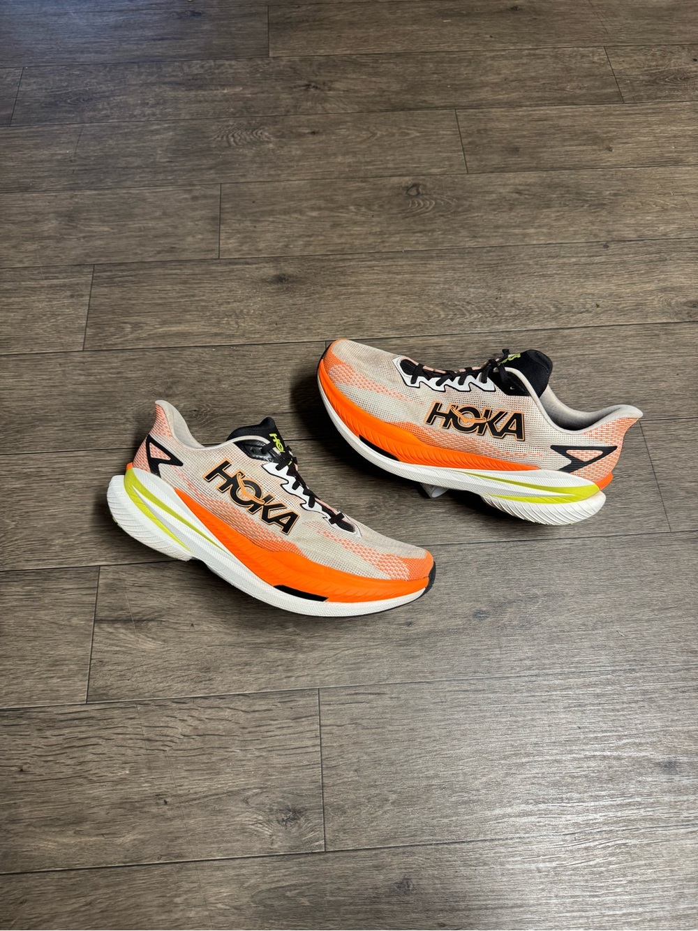 HOKA Mach X 3 Mens size 13D Running Shoes Neon Orange White